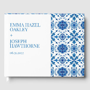 Mediterranean summer modern tile Wedding Guest Book