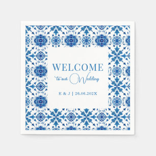 Mediterranean summer modern tile Wedding Napkins