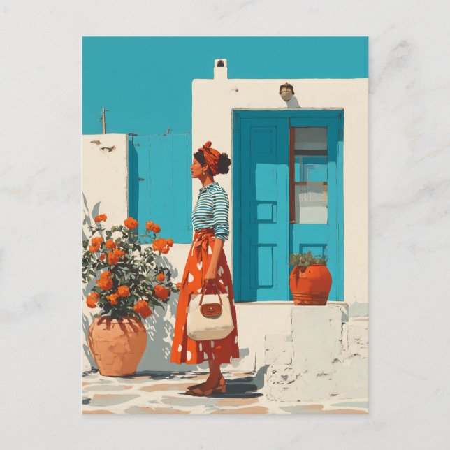 Mediterranean Summer Style Stroll Postcard (Front)