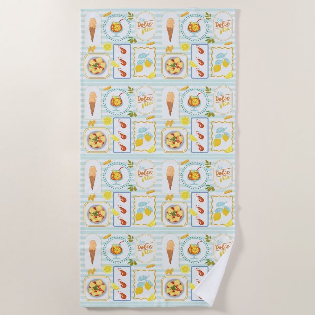 Mediterranean Summer Vibes Beach Towel (Front)