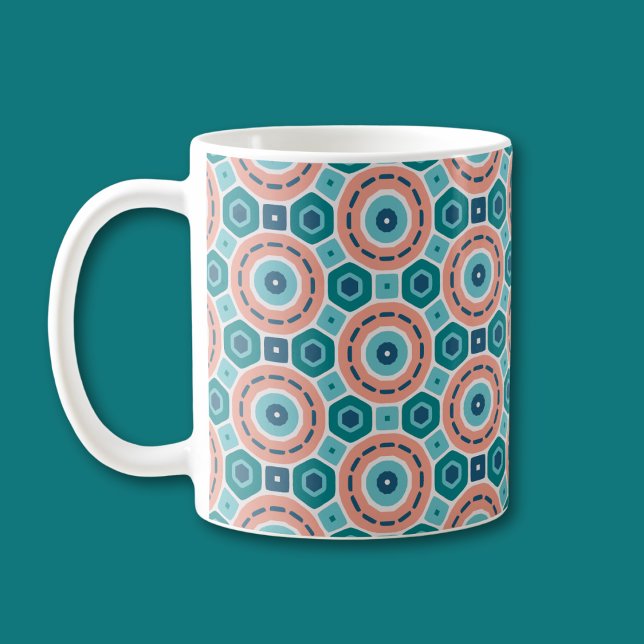 Mediterranean Summer Vibes Geometric Pattern Coffee Mug (Creator Uploaded)