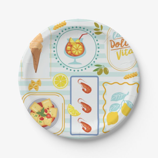 Mediterranean Summer Vibes Paper Plate (Front)