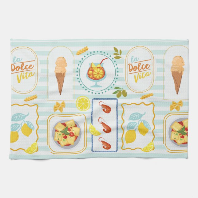 Mediterranean Summer Vibes Tea Towel (Horizontal)