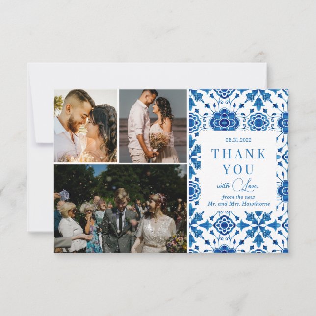 Mediterranean summer  Wedding "Thank you" Card (Front)