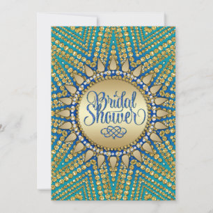 Mediterranean Sun Gold Glitter Bridal Shower Invitation