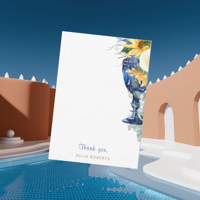 Mediterranean Sunflowers Shower Thank You Blue (Creator Uploaded)