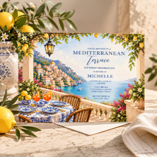 Mediterranean Terrace Amalfi Italian Birthday Invitation