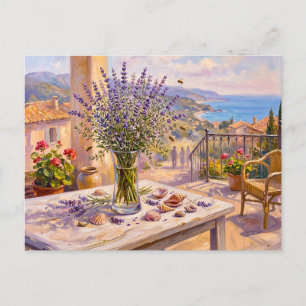Mediterranean Terrace Lavender Scene Postcard