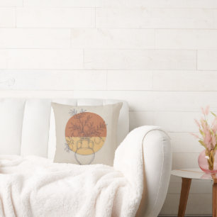 Mediterranean Terracotta Amphora Linen Throw Cushion