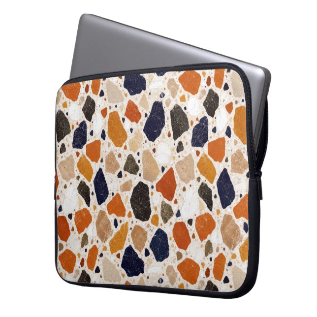 Mediterranean Terrazzo Abstract Design Laptop Sleeve (Front Left)