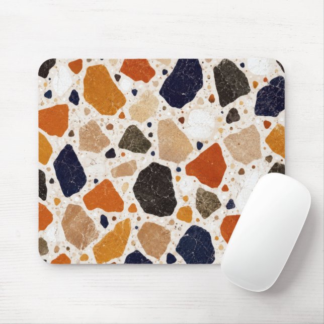 Mediterranean Terrazzo Abstract Design Mouse Mat (With Mouse)