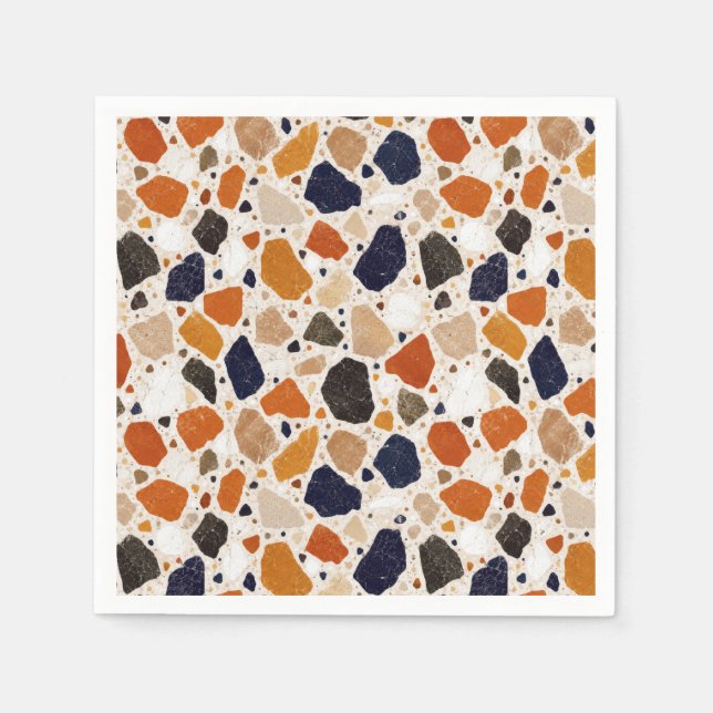 Mediterranean Terrazzo Abstract Design Napkin (Front)