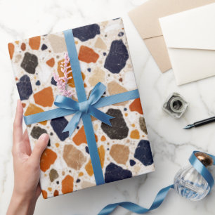 Mediterranean Terrazzo Abstract Design Wrapping Paper
