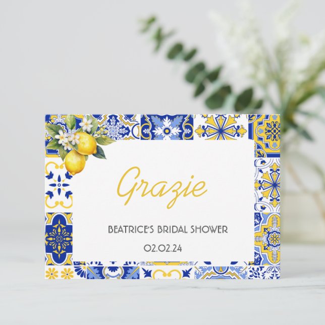 Mediterranean That's Amore Italian Thank You Card (Standing Front)