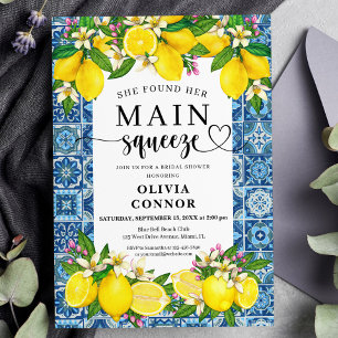 Mediterranean Tile and Lemons Bridal Shower Invitation