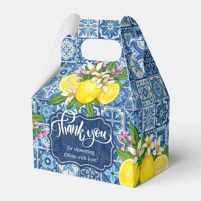 Mediterranean Tile and Lemons Favour Box (Front Side)