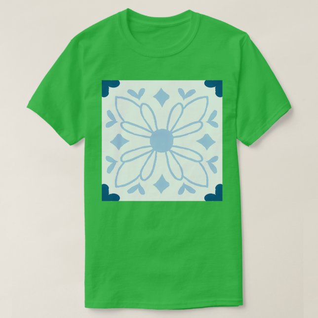 Mediterranean Tile Blue amp White Beautiful Sicili T-Shirt (Design Front)