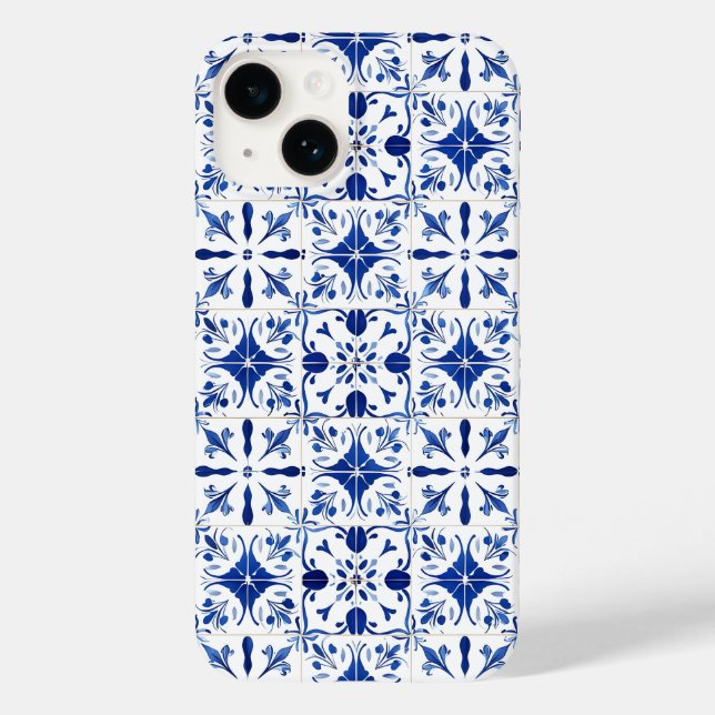 Mediterranean Tile Blue & White Case-Mate iPhone Case (Back)