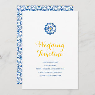 Mediterranean Tile Blue Yellow Wedding Timeline Programme
