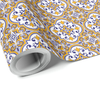 Mediterranean Tile Elegant Boho Wrapping Paper