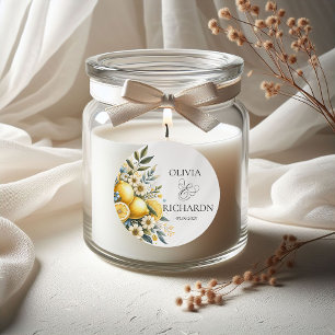 Mediterranean Tile flower Italian Positano Lemon Classic Round Sticker