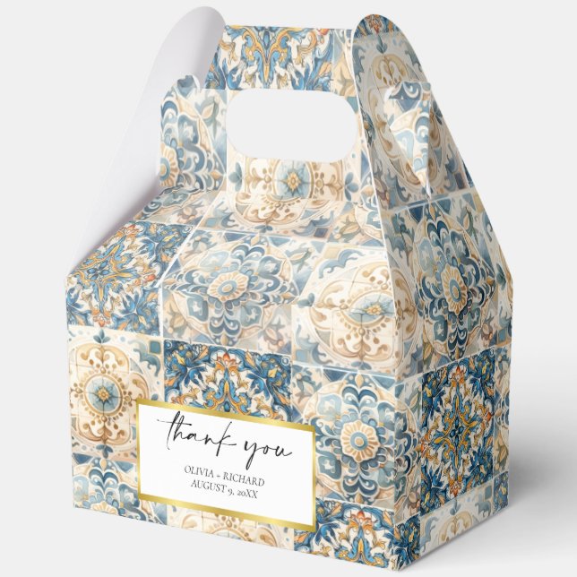 Mediterranean Tile flower Italian Positano Lemon Favour Box (Front)