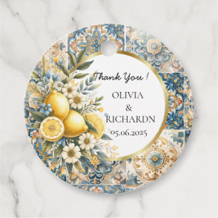 Mediterranean Tile flower Italian Positano Lemon Favour Tags