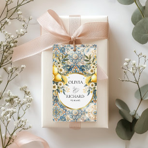 Mediterranean Tile flower Italian Positano Lemon Gift Tags