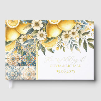 Mediterranean Tile flower Italian Positano Lemon Guest Book