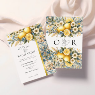 Mediterranean  Tile flower Italian Positano Lemon  Invitation