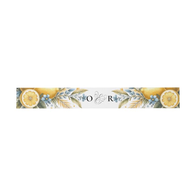 Mediterranean Tile flower Italian Positano Lemon Invitation Belly Band (Flat)