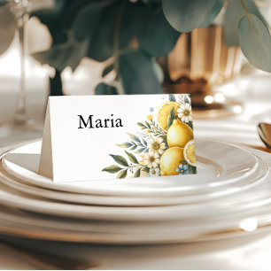 Mediterranean  Tile flower Italian Positano Lemon  Place Card