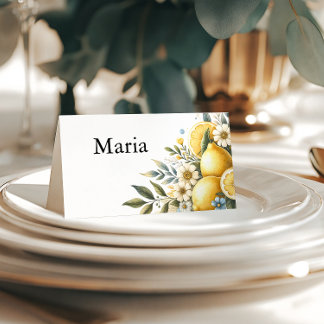 Mediterranean Tile flower Italian Positano Lemon Place Card
