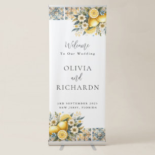 Mediterranean Tile flower Italian Positano Lemon Retractable Banner
