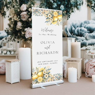 Mediterranean Tile flower Italian Positano Lemon Retractable Banner