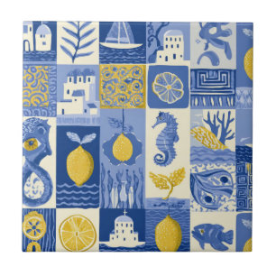 Mediterranean Tile Lemon Coastal Pattern