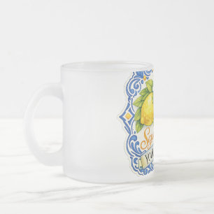 Mediterranean Tile Lemon – Watercolor Art with Nam Frosted Glass Coffee Mug