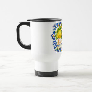 Mediterranean Tile Lemon – Watercolor Art with Nam Travel Mug