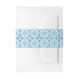 Mediterranean Tile Pattern Amalfi Coast Wedding Invitation Belly Band