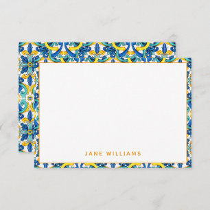 Mediterranean Tile Pattern Personalised Card