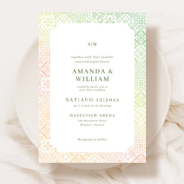 Mediterranean tile pattern Wedding Invitation (Creator Uploaded)