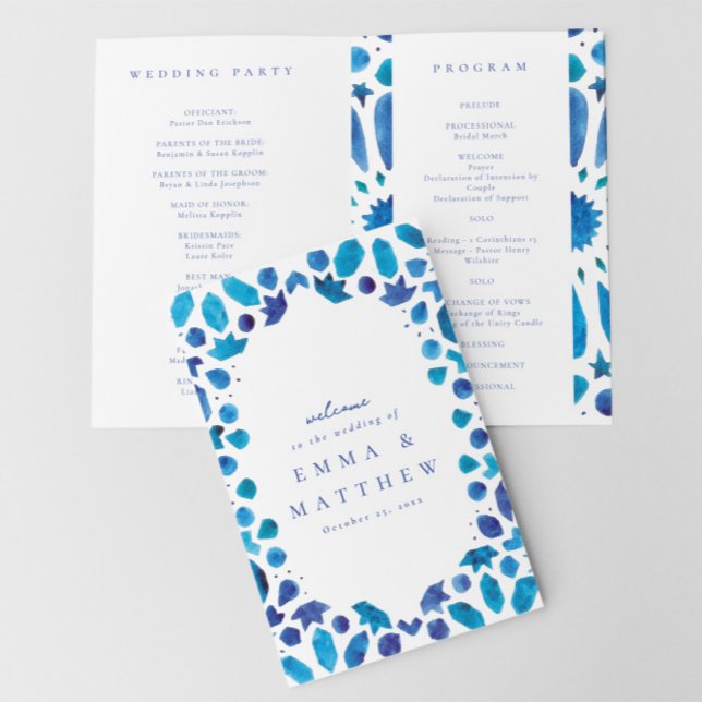 Mediterranean tile wedding hymn booklet and programme (Creator Uploaded)