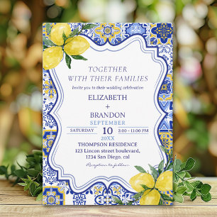 Mediterranean Tile Wedding with Lemons  Invitation