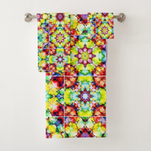 Mediterranean Tiles, Alcohol Ink Tiles, Majolica Bath Towel Set