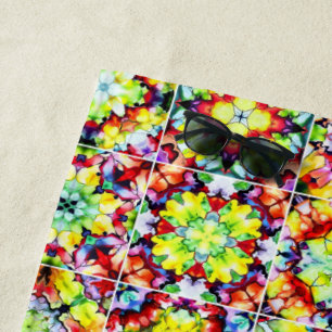 Mediterranean Tiles, Alcohol Ink Tiles, Majolica Beach Towel