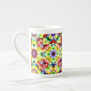 Mediterranean Tiles, Alcohol Ink Tiles, Majolica Bone China Mug
