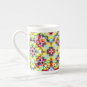 Mediterranean Tiles, Alcohol Ink Tiles, Majolica Bone China Mug