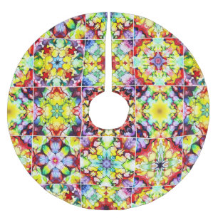 Mediterranean Tiles, Alcohol Ink Tiles, Majolica Brushed Polyester Tree Skirt