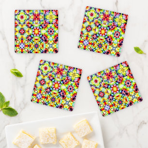 Mediterranean Tiles, Alcohol Ink Tiles, Majolica Coaster Set