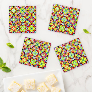 Mediterranean Tiles, Alcohol Ink Tiles, Majolica Coaster Set